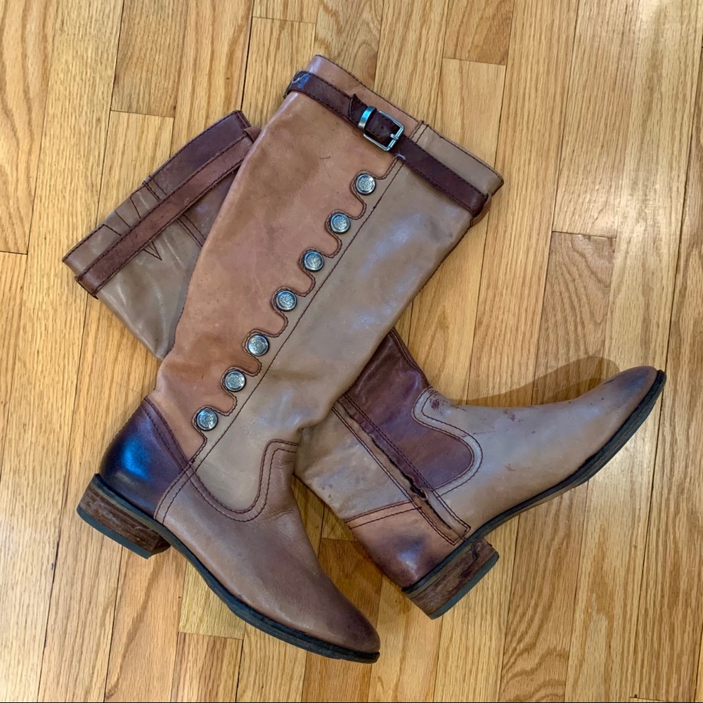 Brown Boots With Buttons Up The Side - image 1